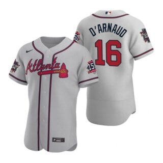 Men's Travis D'Arnaud Atlanta Braves Flex Base All Star Jersey Gray