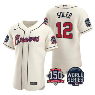 Men's Atlanta Braves Jorge Soler 2021 World Series Stitched Jersey Flex Base Cream