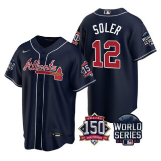 Youth Atlanta Braves Jorge Soler 2021 World Series Stitched Jersey Cool Base Navy