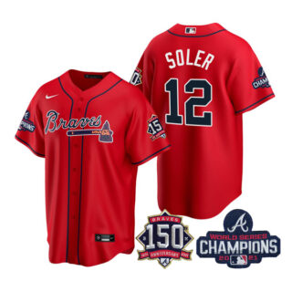 Youth Atlanta Braves Jorge Soler 2021 World Series Champions Stitched Jersey Cool Base Red