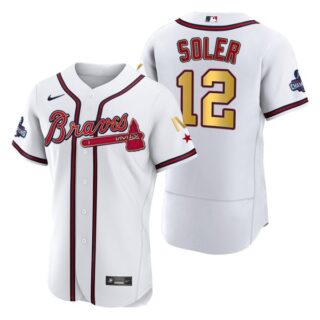 Men's Atlanta Braves Jorge Soler 2022 White Gold Program 4-Time World Series Champions Jersey
