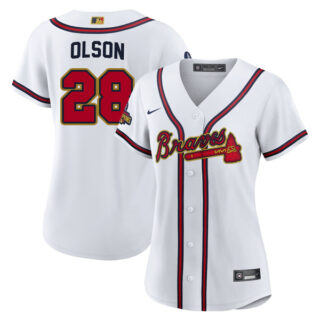 Women's Atlanta Braves Matt Olson 2022 Gold Program White Stitched Jersey