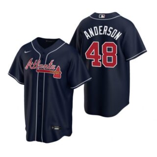 Men's Ian Anderson Atlanta Braves Cool Base Jersey Navy