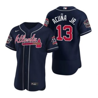 Men's Ronald Acuna Jr. Atlanta Braves Flex Base All Star Jersey Navy