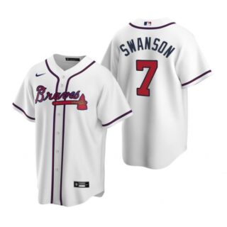 Men's #7 Dansby Swanson Atlanta Braves Cool Base Jersey White