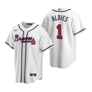 Men's #1 Ozzie Albies Atlanta Braves Cool Base Jersey White