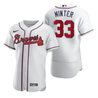 Men's #33 A.J. Minter Atlanta Braves Flex Base Jersey White