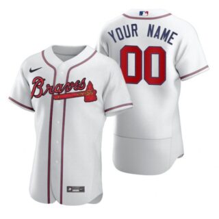 Men's Custom Atlanta Braves Flex Base Jersey White