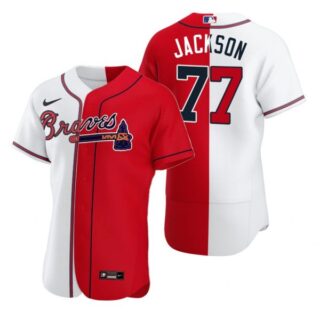 Men's #77 Luke Jackson Atlanta Braves Flex Base Jersey Red