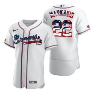 Men's Nick Markakis Atlanta Braves Flex Base Jersey White Stars