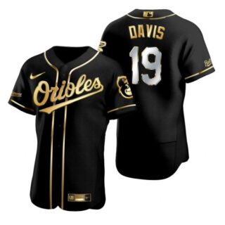 Men's Chris Davis Baltimore Orioles Flex Base Jersey Black Golden