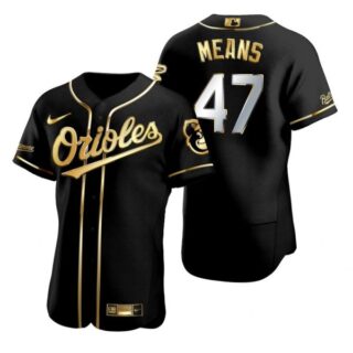 Men's John Means Baltimore Orioles Flex Base Jersey Black Golden