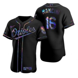 Men's Trey Mancini Baltimore Orioles Flex Base Jersey Black Holographic