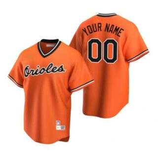 Men's Custom Baltimore Orioles Cool Base Jersey Orange Cooperstown