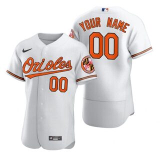 Men's Custom Baltimore Orioles Flex Base Jersey White