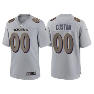Men's Baltimore Ravens Custom Gray Atmosphere Fashion Stitched Jersey