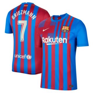 Youth Barcelona #7 Antoine Griezmann Home Stadium Jersey Blue 2021/22