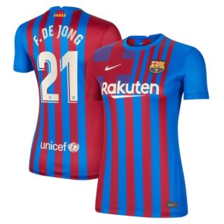 Women's Barcelona #21 Frenkie de Jong Home Stadium Jersey Blue 2021/22
