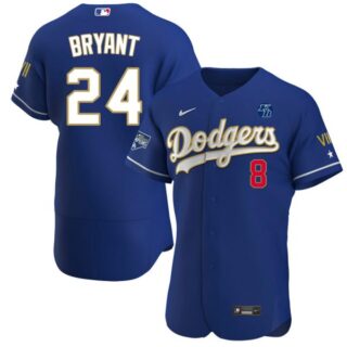 Men's Los Angeles Dodgers Kobe Bryant Jersey World Series Champions Special Edition Royal Gold