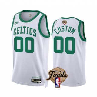Men's Boston Celtics Custom 2022 NBA Finals Stitched Jersey - White Classic