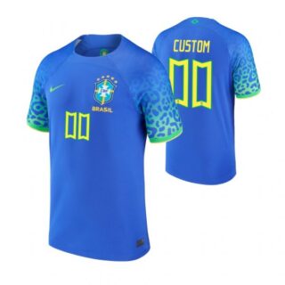 Men's Custom Brazil National Team Blue Away Soccer Jersey 2022-23