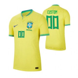 Men's Custom Brazil National Team Yellow Home Soccer Jersey 2022-23