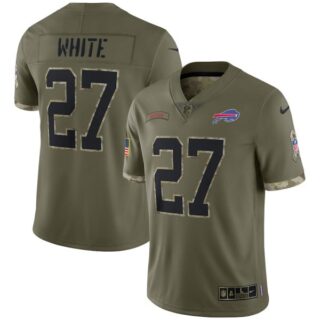 Youth Tredavious White Buffalo Bills Olive 2022 Salute To Service Jersey Stitched