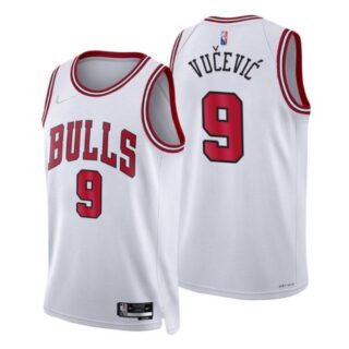 Men's #9 Nikola Vucevic Chicago Bulls 75th Anniversary Diamond Jersey White Association