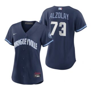 Women Chicago Cubs Adbert Alzolay City Connect Wrigleyville Jersey Navy Stitched