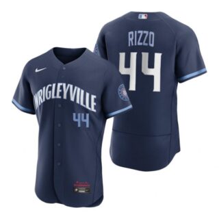 Men's - Flex Base Chicago Cubs Anthony Rizzo City Connect Wrigleyville Jersey Navy Stitched