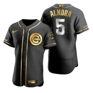 Men's Albert Almora Jr. Chicago Cubs Flex Base Jersey Black Golden