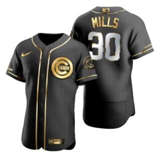 Men's Alec Mills Chicago Cubs Flex Base Jersey Black Golden