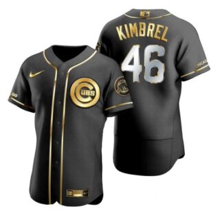 Men's Craig Kimbrel Chicago Cubs Flex Base Jersey Black Golden