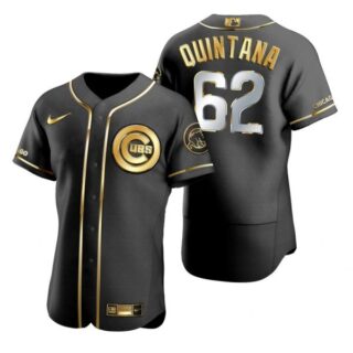 Men's Jose Quintana Chicago Cubs Flex Base Jersey Black Golden