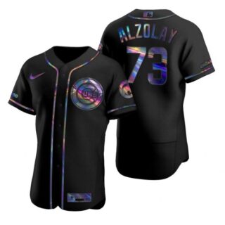 Men's Adbert Alzolay Chicago Cubs Flex Base Jersey Black Holographic