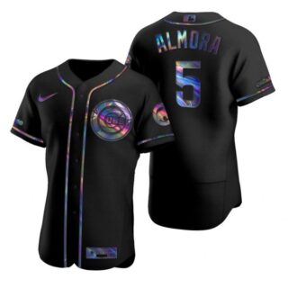 Men's Albert Almora Jr. Chicago Cubs Flex Base Jersey Black Holographic