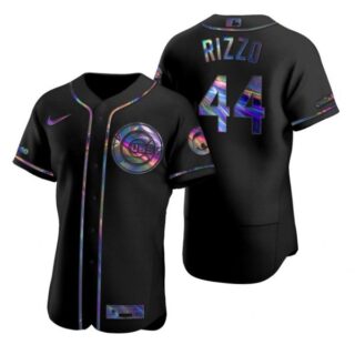 Men's Anthony Rizzo Chicago Cubs Flex Base Jersey Black Holographic
