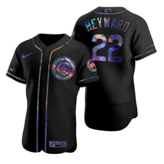 Men's Jason Heyward Chicago Cubs Flex Base Jersey Black Holographic