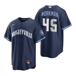 Youth Chicago Cubs Brandon Workman City Connect Wrigleyville Jersey Navy Stitched