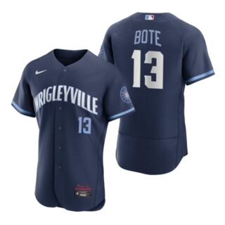 Men's - Flex Base Chicago Cubs David Bote City Connect Wrigleyville Jersey Navy Stitched