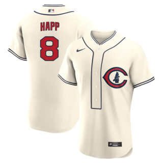 Men's Flex Base Chicago Cubs Ian Happ 2022 Field of Dreams Cream Stitched Jersey With Name