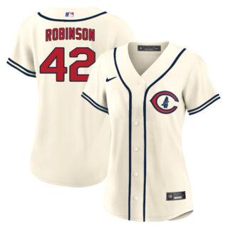 Women's Chicago Cubs Jackie Robinson 2022 Field of Dreams Cream Stitched Jersey With Name