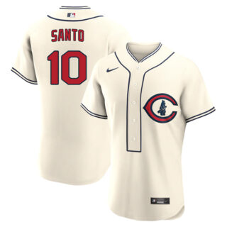 Men's Flex Base Chicago Cubs Ron Santo 2022 Field of Dreams Cream Stitched Jersey With Name