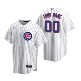 Men's Custom Chicago Cubs Cool Base Jersey White