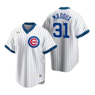 Men's Greg Maddux Chicago Cubs Cool Base Jersey White Cooperstown