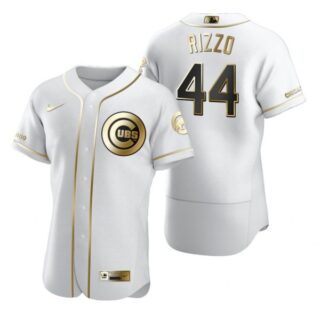 Men's Anthony Rizzo Chicago Cubs Flex Base Jersey White Golden
