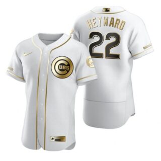 Men's Jason Heyward Chicago Cubs Flex Base Jersey White Golden