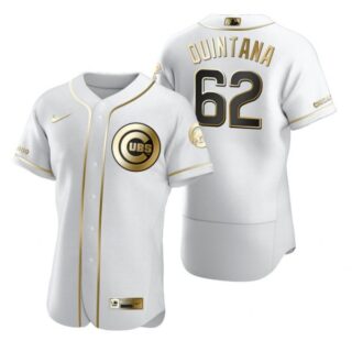 Men's Jose Quintana Chicago Cubs Flex Base Jersey White Golden