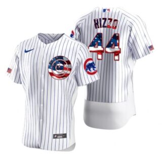 Men's Anthony Rizzo Chicago Cubs Flex Base Jersey White Stars