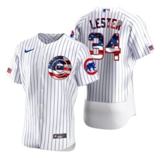 Men's Jon Lester Chicago Cubs Flex Base Jersey White Stars